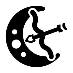 A glyph style icon of Artemis symbol 