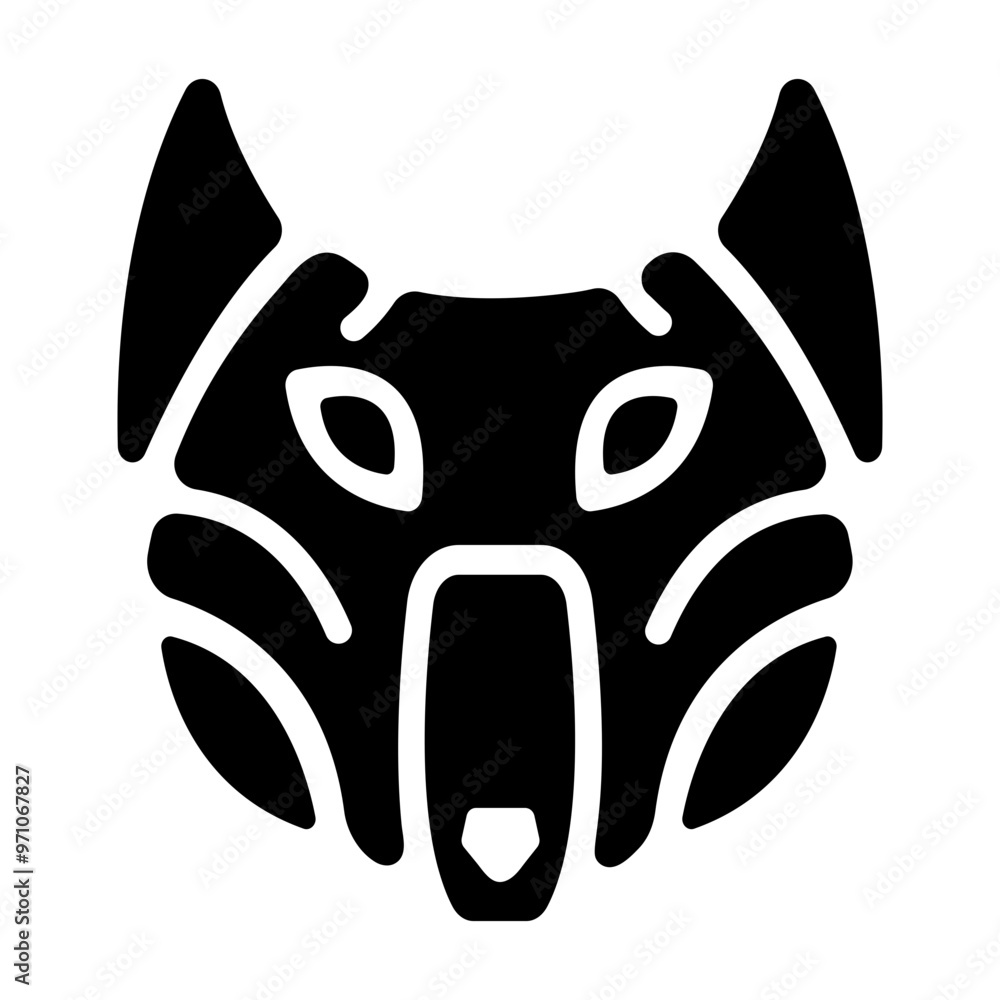 Poster norse wolf icon in solid style