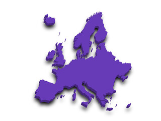 Fototapeta premium 3d render map of Europe with borders, Europe continent administrative map with color on white background. EU, European map