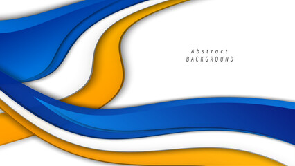 abstract background featuring dynamic curves in vibrant blue, yellow, and white colors, creating depth and movement
