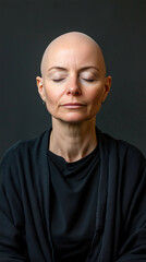 Obraz premium Portrait of a Brave Female Cancer Patient with a Shaved Head