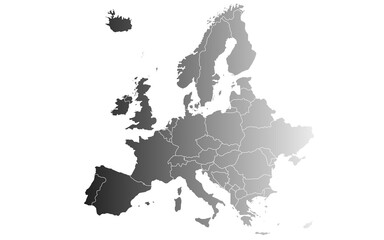 colored Europe map with countries outline for presentations, posters, infographics, website, layouts, background, education, Travel worldwide, reports.