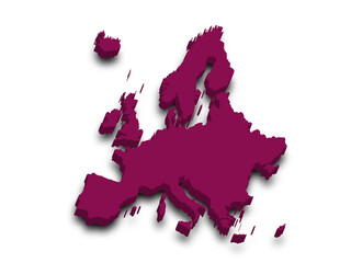 3d render map of Europe with borders, Europe continent administrative map with color on white background. EU, European map