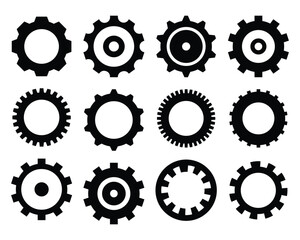 Set of Gear Silhouettes - Industrial and Mechanical Decorative Elements