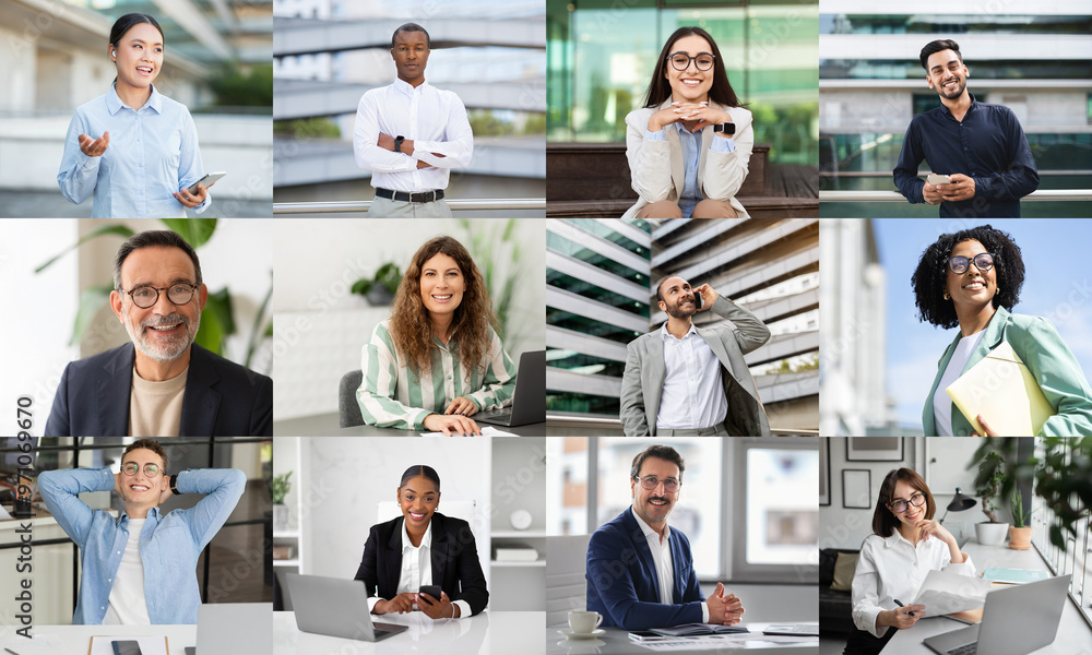 Poster a lively collection of professionals showcases diverse individuals engaged in different activities. 