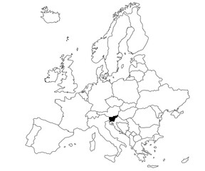 Map of Slovenia Country in Europe continent on white background. single Country map highlighted by black colour on Europe map. European Continent, EU