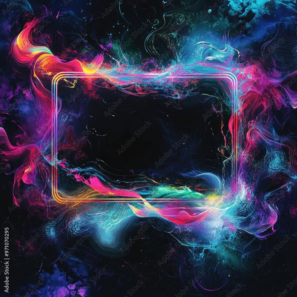 Canvas Prints a vibrant abstract swirl of colors, creating a mystical frame effect, perfect for digital art and cr