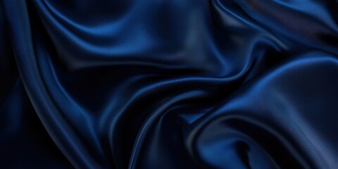 Fototapeta premium Elegant blue satin fabric with smooth, flowing folds, creating a luxurious and stylish background perfect for high-end product designs, fashion branding, or premium visual presentations that evoke sop