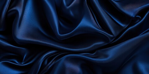 Fototapeta premium Elegant blue satin fabric with smooth, flowing folds, creating a luxurious and stylish background perfect for high-end product designs, fashion branding, or premium visual presentations that evoke sop