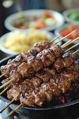 Sate Kambing: Skewered grilled goat meat, often served with a spicy soy sauce.