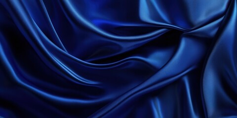 Obraz premium Elegant blue satin fabric with smooth, flowing folds, creating a luxurious and stylish background perfect for high-end product designs, fashion branding, or premium visual presentations that evoke sop