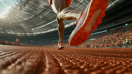 Closeup of Runner's Foot on a Track - Realistic Image