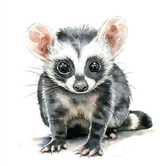 cute Civet watercolor clipart illustration isolated
