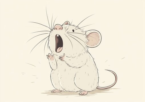 recommend clip art: Line art illustration of a cartoon rat making a squeaking sound