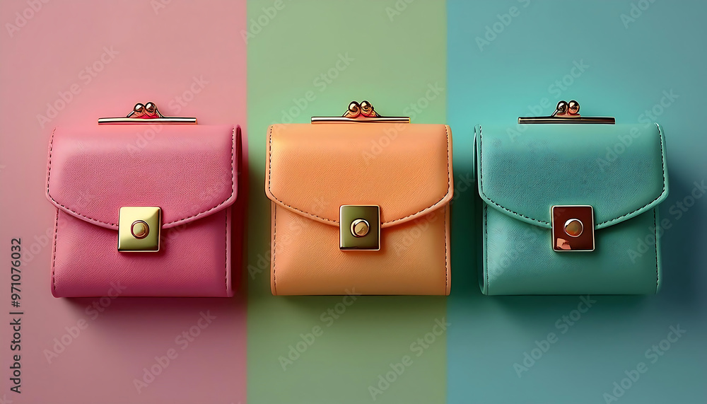 Poster three small purses in various colors and styles – a set of three compact purses featuring d_1(232)