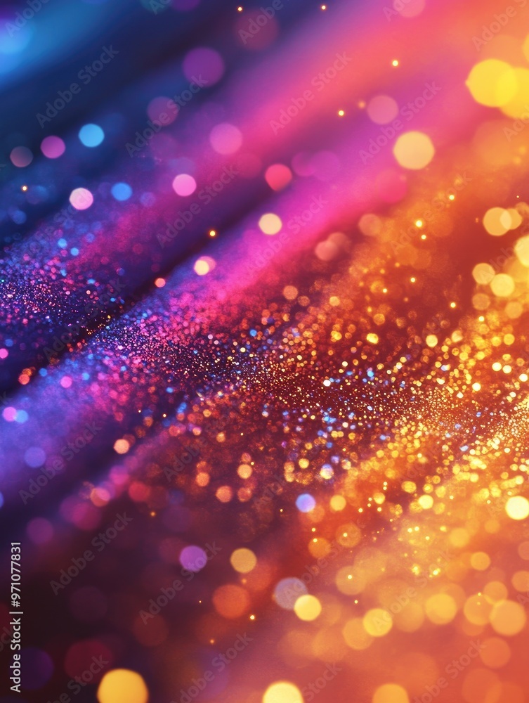 Poster vibrant abstract background featuring multicolored hues and sparkling glitter in a line art style
