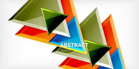 Abstract background - colorful triangles with 3d effect. Vector Illustration For Wallpaper, Banner, Background, Card, Book Illustration, landing page