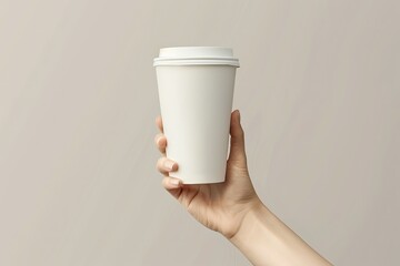 paper cup mockup held by Hand