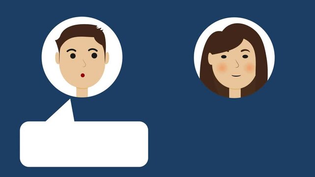 character animation lipsync talking boy and girl with facial movement. 2d flat cartoon