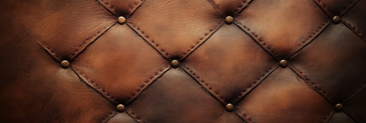 Fototapeta premium rich brown leather with visible stitching details, perfect for backgrounds, product mockups, or designs that require a luxurious, vintage, or rugged aesthetic in fashion
