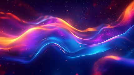 Fototapeta premium Glowing Stream Of Digital Neon Waves