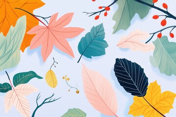 Autumn Leaves Coloring Page on White Background