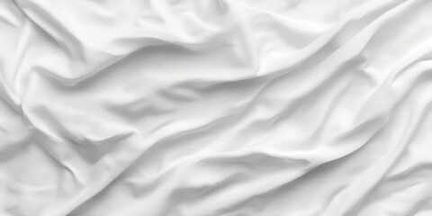 Obraz premium Abstract white crumpled fabric texture background with soft folds, perfect for product mockups, textile designs, or minimalist visual projects that require a clean and elegant fabric texture.