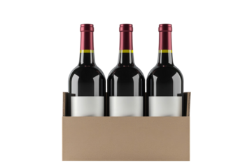 A Cardboard Box With Three Unopened Wine Bottles Inside With Transparent Background, PNG Cardboard Box Of Wine Bottles