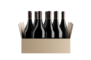 A Cardboard Box With Unopened Wine Bottles Inside With Transparent Background, PNG Cardboard Box Of Wine Bottles