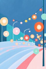 Abstract design of colorful illuminated glowing lights in a dreamy blur