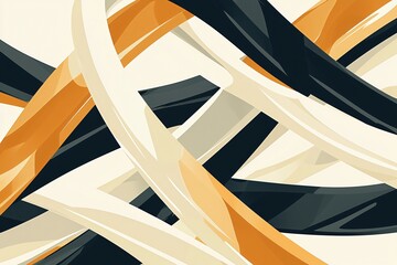 Abstract Intertwined Shapes in Orange, Black and White
