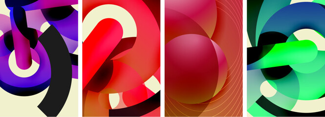 Circle geometric abstract vector posters. Vector Illustration For Wallpaper, Banner, Background, Card, Book Illustration, landing page