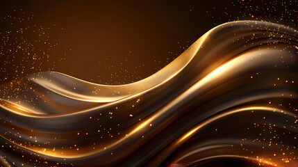 Line curve golden luxury on brown background. Realistic template cover 3d style design. Vector illustration.