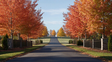 Fototapeta premium Autumn trees lining driveway