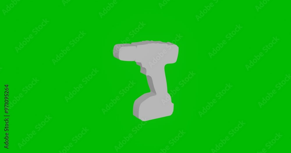 Poster animation of rotation of a white electric screwdriver symbol with shadow. simple and complex rotatio