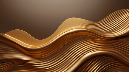 Line curve golden luxury on brown background. Realistic template cover 3d style design. Vector illustration.