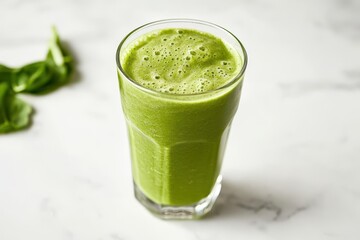 A refreshing green smoothie in a glass, ideal for health and wellness.