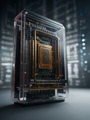 Quantum computing icon, transparent background.