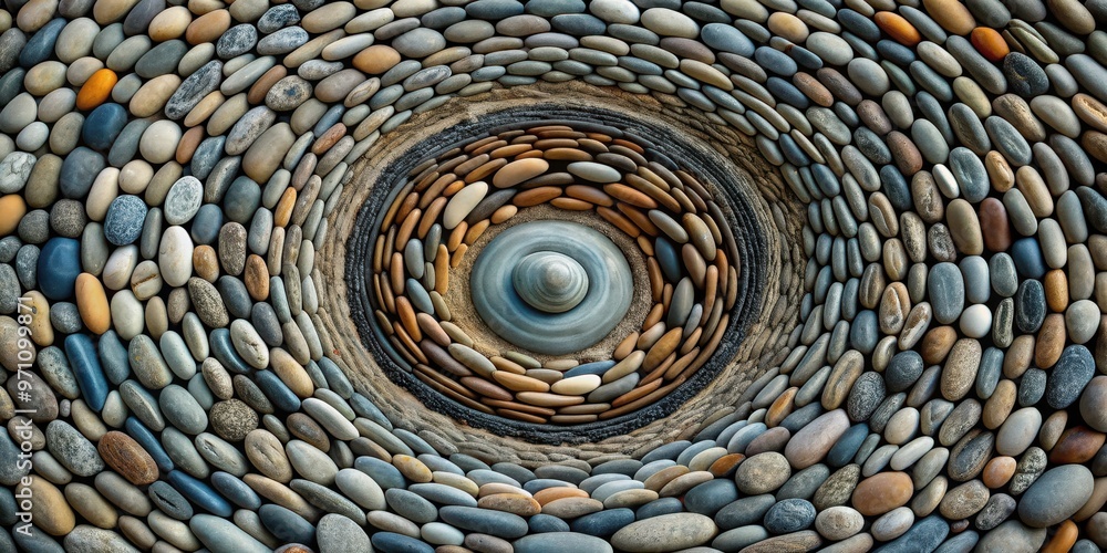 Sticker abstract artwork of a swirling whirlpool of stones, abstract, artwork, swirl, whirlpool, stones, art