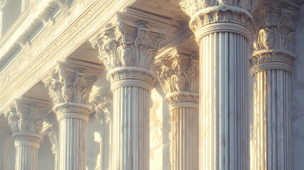 Obraz premium Details of the building of marble pillars. created using generative ai technology. Roman Empire. Illustration