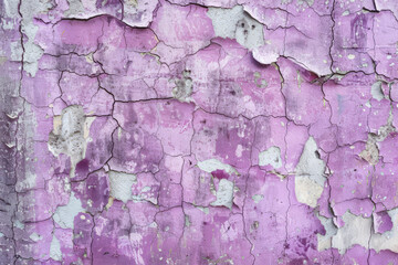 Obraz premium A grunge wall texture in faded lavender, with a distressed, worn-out appearance, showing cracks and fading.