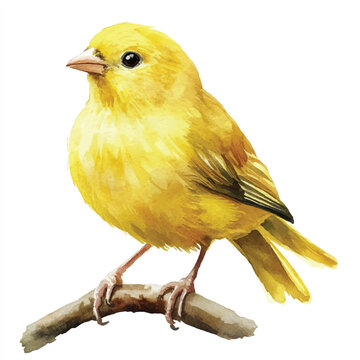 recommend clip art: cute Canary watercolor clipart illustration isolated