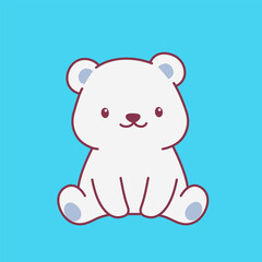 Cute Polar Bear Cartoon Illustration Vector