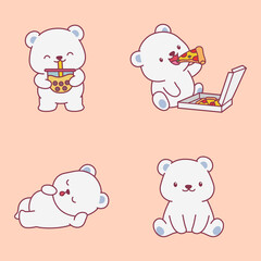 Cute Polar Bear Cartoon Illustration Vector