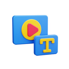 add text 3d render icons