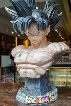 prague , czechia, 08 08 2024 : large scale manga character sculpture , Goku