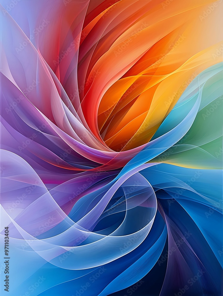 Poster ethereal holographic color palette - modern abstract artwork with dynamic flowing patterns in crisp 