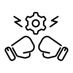 Conflict resolution icon in linear style 