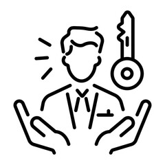 A line icon of key person 