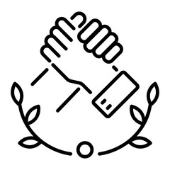 Team trust icon in linear style 